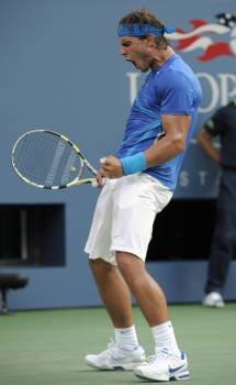 Rafa Nadal, en un momento del partido que perdió contra Djokovic (Foto: EFE)