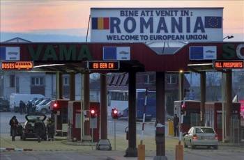 Vista general del punto fronterizo de Sculeni, en la frontera entre Rumanía y Moldavia. (Foto: EFE)