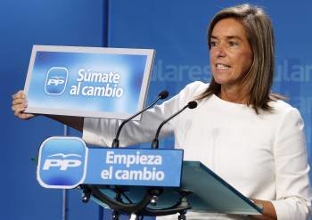 La vicesecretaria de Organización del PP, Ana Mato, durante una conferencia de prensa celebrada hoy en la sede del partido, en Madrid (Foto: EFE)