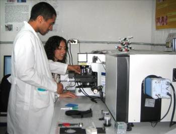 Dos investigadores trabajan en un laboratorio especializado en técnicas contra el cáncer. (Foto: ARCHIVO)