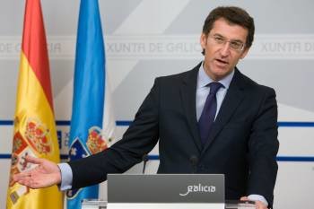 Núñez Feijóo, en la rueda de prensa posterior a la reunión del Consello de la Xunta. (Foto: VICENTE PERNÍA)