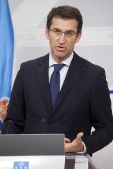Alberto Núñez Feijóo, ayer, en su breve intervención.