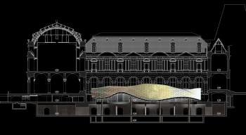 Imagen cedida por el Museo del Louvre de París del proyecto del Departamento de las Artes del Islam que los arquitectos Rudy Ricciotti y Mario Bellini están terminando de construir en el Patio Visconti