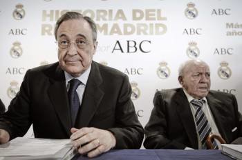 Florentino Pérez, ayer en Madrid junto a Alfredo Di Stéfano (Foto: E.Naranjo)