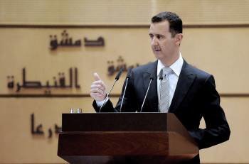 El presidente sirio, Bashar al Asad, ayer durante su discurso televisado dirigido a la nación. (Foto: SANA)