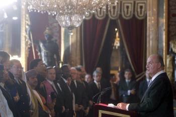 El rey don Juan Carlos durante su intervención en la recepción anual al cuerpo diplomático acreditado en España (Foto: EFE)