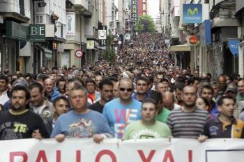 Manifestación por el empleo de trabajadores del sector naval en Ferrol
