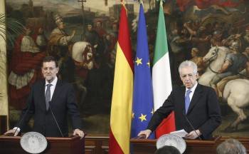  El presidente del Gobierno español, Mariano Rajoy, durante la conferencia de prensa conjunta ofrecida hoy (Foto: EFE)