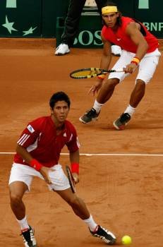 Verdasco y Nadal, en un partido de Copa Davis. 