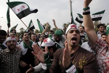Un grupo de manifestantes, durante una de las concentraciones en Siria.