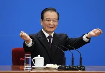  El primer ministro chino, Wen Jiabao, celebra la que será su última rueda de prensa en Pekín (el próximo año deja el cargo) .