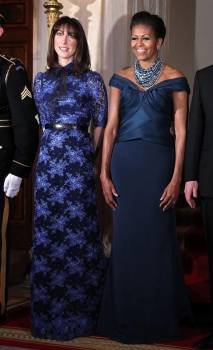 Michelle Obama y Samantha Cameron posan para una foto oficial en la Casa Blanca. Foto: EFE/Alex Wong