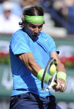 Rafa Nadal, durante la semifinal de Indian Wells, el sábado. (Foto: MIKE NELSON)