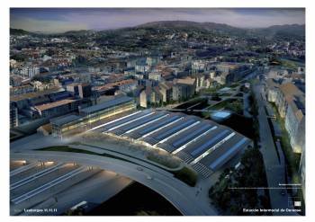 Diseño de la estación prevista en Ourense (de Norman Foster). (Foto: MIGUEL ÁNGEL)