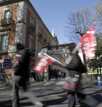 Aspecto de las inmediaciones del Museo Thyssen-Bornemisza de Madrid durante la jornada de huelga general. Foto: EFE/Sergio Barrenechea