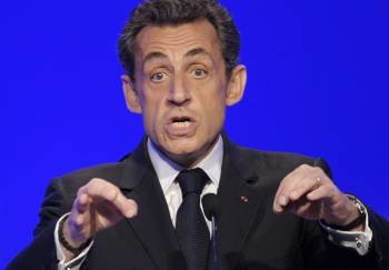El presidente francés, Nicolás Sarkozy, durante su discurso electoral en París. (Foto: HOHEM GOUVEIA)