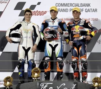 Fenati, Viñales y Cortese, en el podio del Gran Premio de Qatar.