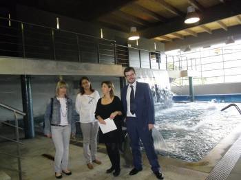 Pilar Gallego, Elena Suarez, Cristina Cid y Gorka Rosell en las instalaciones del spa alaricano.