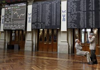 Vista general de la Bolsa de Madrid en la jornada de ayer. (Foto: J.J GUILLÉN)