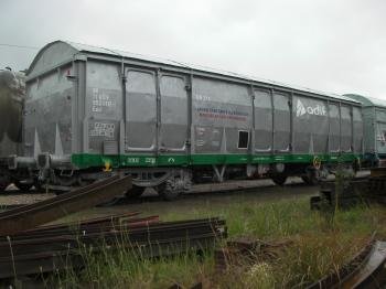 Vagón para su reparación en Talleres Meleiro