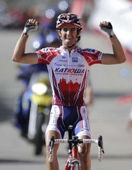 Dani Moreno, en el momento de ganar la etapa.