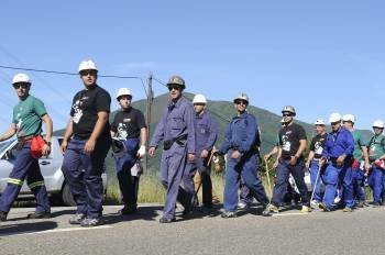 Mineros de Villablino (León), marchan hacia Madrid (Foto: J. CEREIJIDO.)