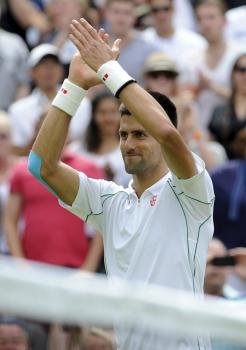 Djokovic celebra la victoria sobre Ferrero. (Foto: Gerry Penny)
