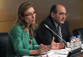  La secretaria de Estado de Presupuestos y Gastos, Marta Fernández Currás, junto al interventor general de la Administración del Estado, José Carlos Alcalde