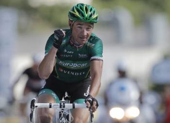 Thomas Voeckler celebra su primera victoria de etapa en esta edición del Tour de Francia. (Foto: HORCAJUELO)