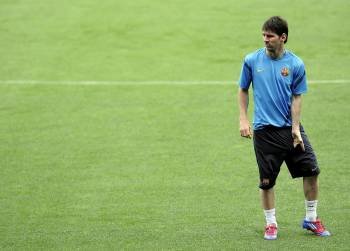 Leo Messi, en un entrenamiento con el Barcelona.