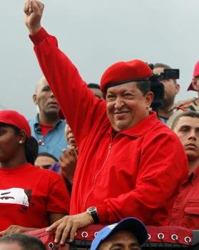 El presidente de Venezuela y candidato a la reelección, Hugo Chávez, 