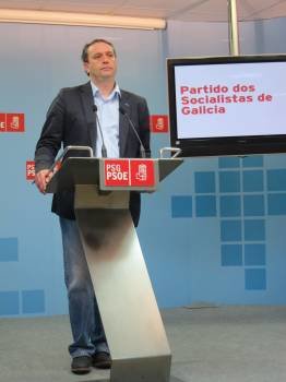Pablo García, secretario de Organización del PSdeG, durante la rueda de prensa. (Foto: E.P.)
