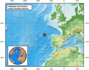 Mapa con la localización del epicentro del terremoto facilitada por el Instituto Geográfico Nacional. (Foto: IGN)