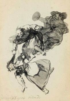 El dibujo 'Bajan riñendo', de Goya. (Foto: Archivo EFE)