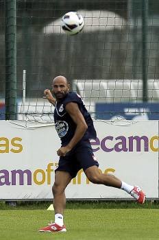El canario Manuel Pablo, durante un entrenamiento con el Deportivo. (Foto: DXT)