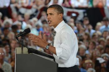 El presidente estadounidense, Barack Obama, durante un discurso de su campaña. (Foto: MICHAEL REYNOLDS.)
