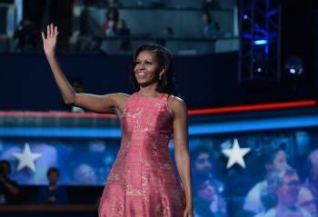La primera dama, Michelle Obama, durante la convención del partido Demócrata en Charlotte (EEUU).   (Foto: TANNEN MAURY)
