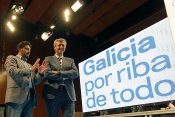 El secretario general del Partido Popular de Galicia, Alfonso Rueda (d), y el portavoz, Antonio Rofrígez Miranda (i),