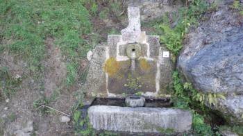La fuente objeto de la denuncia. El agua de los dos manantiales discurre entre las zarzas. (Foto: A. R.)