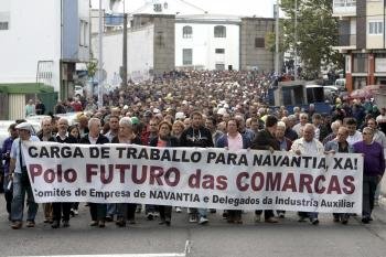 Más de 3.000 trabajadores de la plantilla directa y auxiliar de Navantia han salido esta mañana a la calle en manifestación 