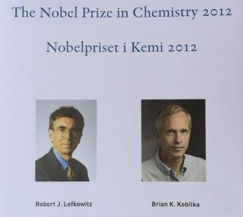 Imagen distribuida por la Real Academia de Ciencias de Suecia que muestra la identidad de los dos ganadores del Premio Nobel de Química 2012, los científicos estadounidenses Robert J. Lefkowitz (izq) y Brian K. Kobilka ( der)