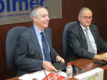 El líder del PSC, Pere Navarro, y el presidente de Pimec, Josep González