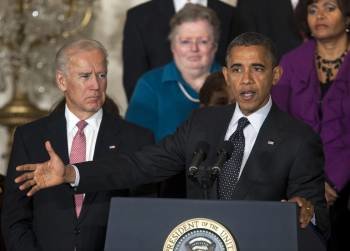 El presidente estadounidense, Barack Obama, junto al vicepresidente Joe Biden. (Foto: JIM LO SCALZO)