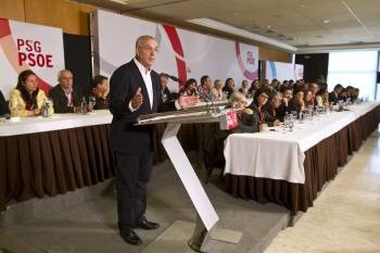 Pachi Vázquez, durante su intervención ante el Comite Nacional de los socialistas gallegos. (Foto: OSCAR CORRAL)