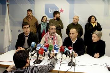 Mario Outeiro, Alexandre Penas, Antón Bao y Paz Abraira, durante la rueda de prensa en Lugo. (Foto: ELISEO TRIGO)