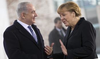 La canciller alemana Angela Merkel  y el primer ministro israelí, Benjamin Netanyahu