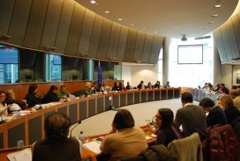 Un momento del seminario sobre la PAC que el BNG organizó en el Parlamento Europeo (Foto: STEVEN CORNELLIUS)
