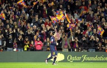 Leo Messi celebra un gol ante el Atlético de Madrid. (Foto: ANDREU DALMAU)
