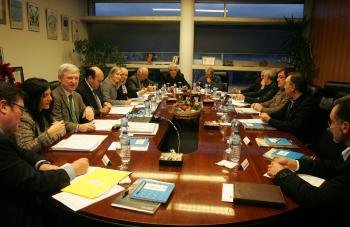 Los miembros del patronato de Expourense, en la reunión que mantuvieron ayer. 