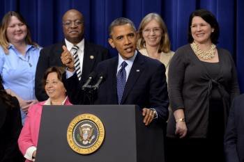 Barack Obama, durante el discurso en el que explicó las condiciones del 'abismo fiscal', en la Casa Blanca. (Foto: STRINGER.)